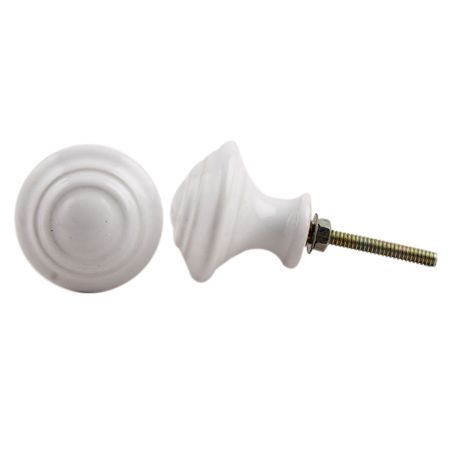 White Solid Ceramic Dresser Knob